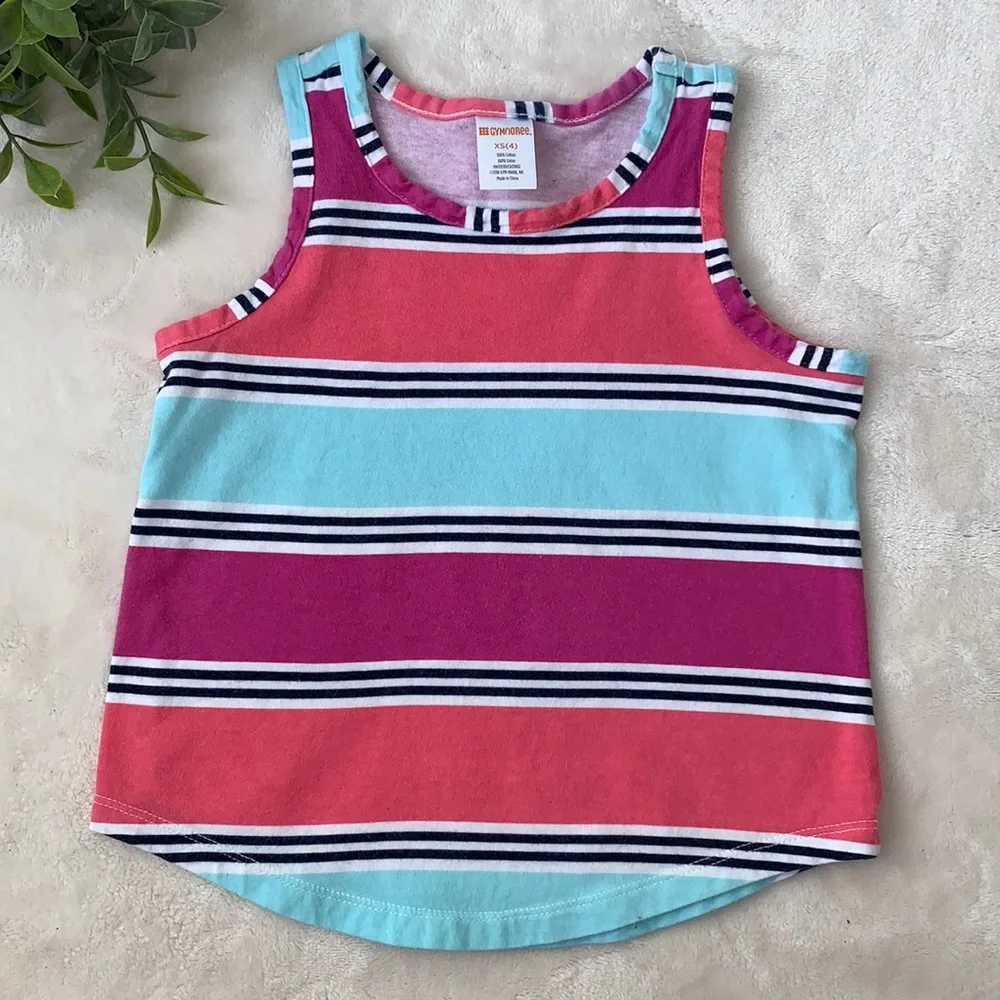 Gymboree Purple Pink Blue Striped Tank Top 4 EUC